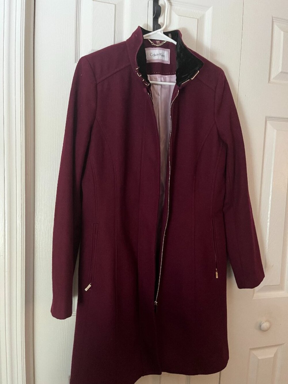 Calvin Klein Burgundy Coat - Size M